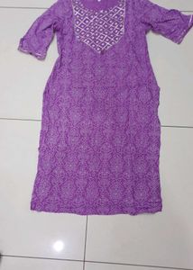 Purple Cotton Suit Set For Women