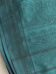 Elegant Teal Paisley Pattern Silk Fabric
