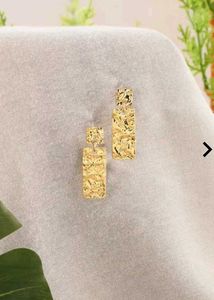 Hammered Gold Drop Earrings