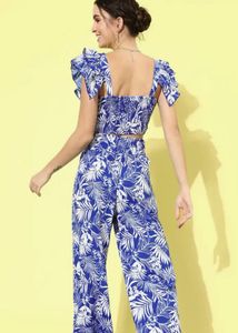 Blue Floral Crop Top &amp; Palazzo Set