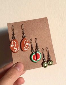 Handmade Fruit & Face Earrings Set
