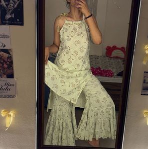 Elegant Floral Print sharara Kurta Set
