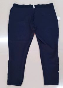 Navy Blue Embellished Waist Pants
