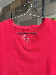 Men's Red V-Neck T-Shirt