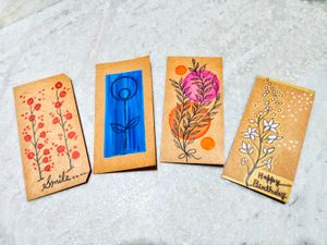 Handmade Artistic Greeting Cards Set of 4