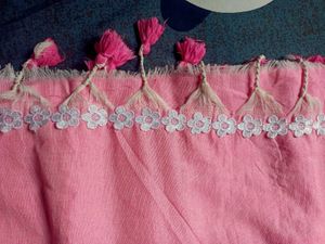 pink cotton saree with white lace💕🎀