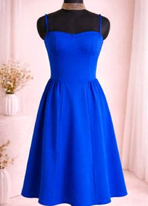 Vibrant Blue Fit &amp; Flare Midi Dress