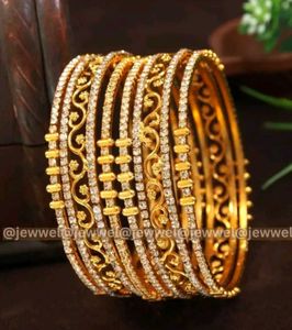 Exquisite Gold & Diamond Bangles Set