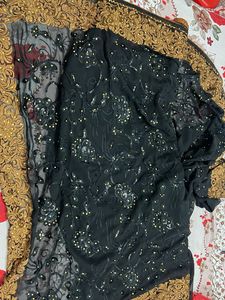 Elegant Black Embroidered Saree
