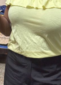 Chic Yellow off shoulder Ruffled Tank Top