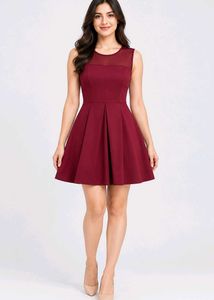 Van Heusen Chic Maroon Fit and Flare Dress