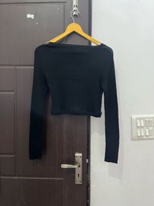 Black Cut-Out Long Sleeve Top