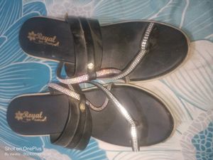 black rhinestone sandal or heel