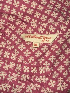 Pink Floral Print Button-Up Top