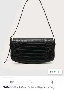Mango Black Croc Textured Bag