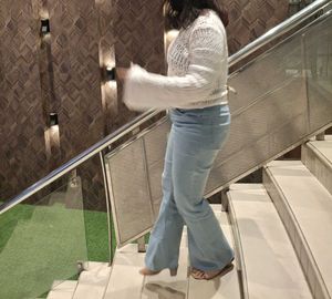 Crochet Knit Top &amp; Blue Pants