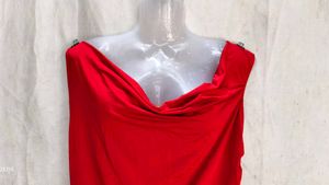 Chic Red Sleeveless Drape Dress