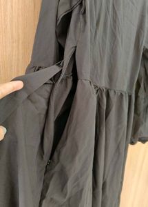 Black Midi Dress with Balloon Sleeves