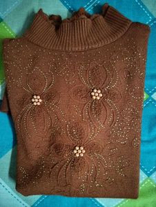 Elegant Brown Turtleneck Sweater