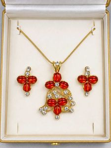 Stunning Red Stone Pendant &amp; Earring Set