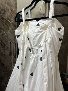 Cute White Heart Print Dress