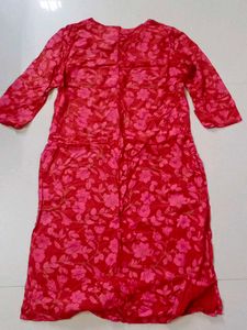 Red Floral Print Kurta set