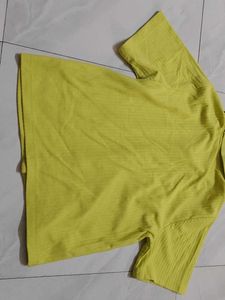 Chic Yellow Ribbed Collared Top