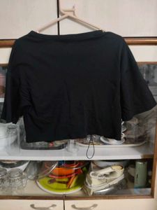 Black Cropped Top with Pockets