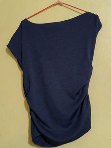 Navy Blue Drape Tunic Top