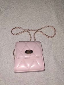 Chic Quilted Pink Mini Bag with Gold Chain