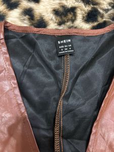 Brown Faux Leather Wrap Vest