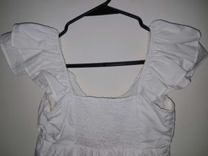 Chic White Ruffle Sleeve Top