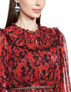 Max Chic Red Floral Midi Dress
