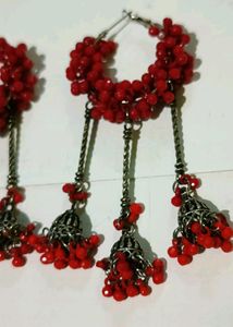 Red Pearl Earrings Set