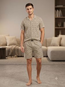 Men's Sleepwear Set Leapoard print waist 32