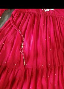 Stunning Red Tiered Anarkali Gown