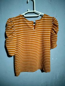Striped Puff Sleeve Top