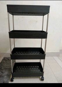 *4 COMPARTMENTS PLASTIC STAINLESS STEEL TROLLEY