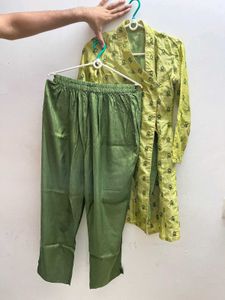 Green Printed Kurta with Palazzo Set