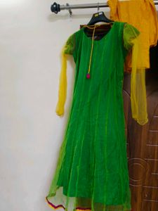 Vibrant Embroidered frock chudidar Set