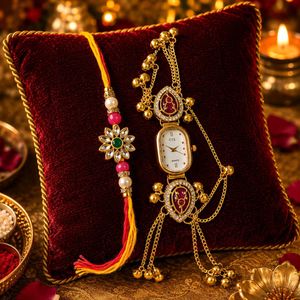 Kashmiri Watch + Rakhi Combo