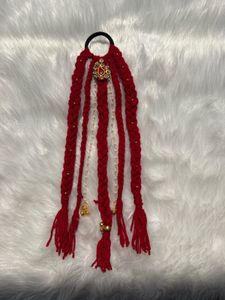 5 different Red Braided Hair Accessory with Beads