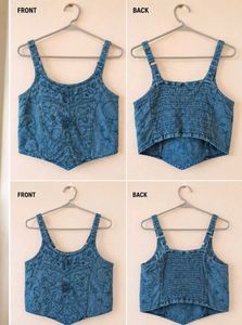 Embroidered Denim Corset Top