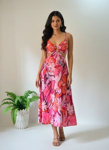 pretty cut out midi length dress