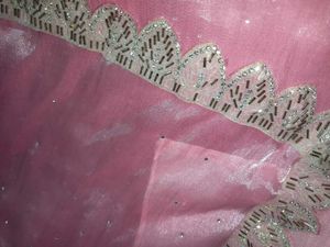 Elegant Pink Shimmer Saree with Silver Border |