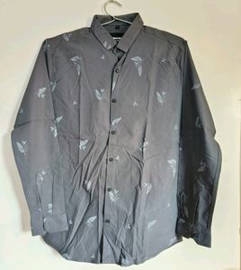 MENS GREY SHIRT WITH AUTHENTIC WHITE LEAF DESING