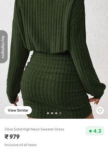 Chic Ribbed Turtleneck Mini Dress