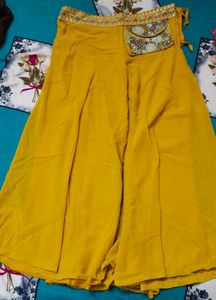 Yellow Indo-western Set with Embellished Top