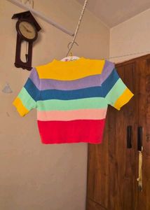 Striped Cropped Knit Top
