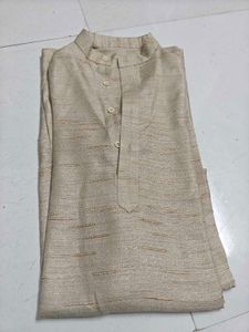 Men's Beige Textured Kurta
